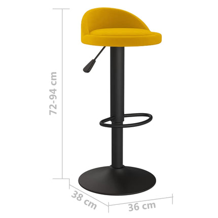 Tabourets de bar lot de 2 Jaune Velours