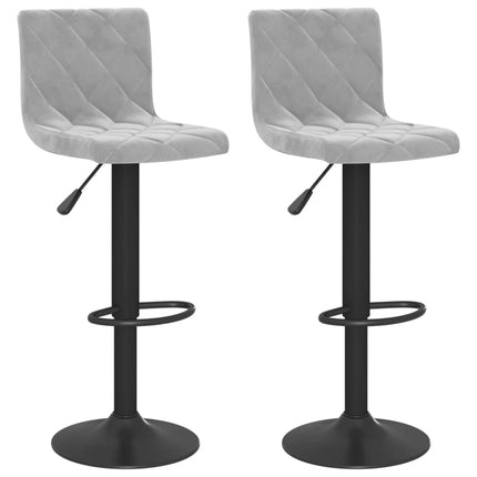 Tabourets de bar lot de 2 gris clair velours