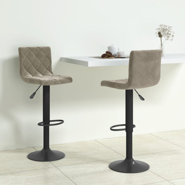 Tabourets de bar lot de 2 gris clair velours