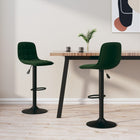 Tabourets de bar lot de 2 vert foncé velours