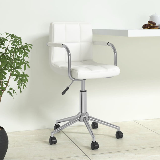 Chaise de bureau pivotante Blanc Similicuir