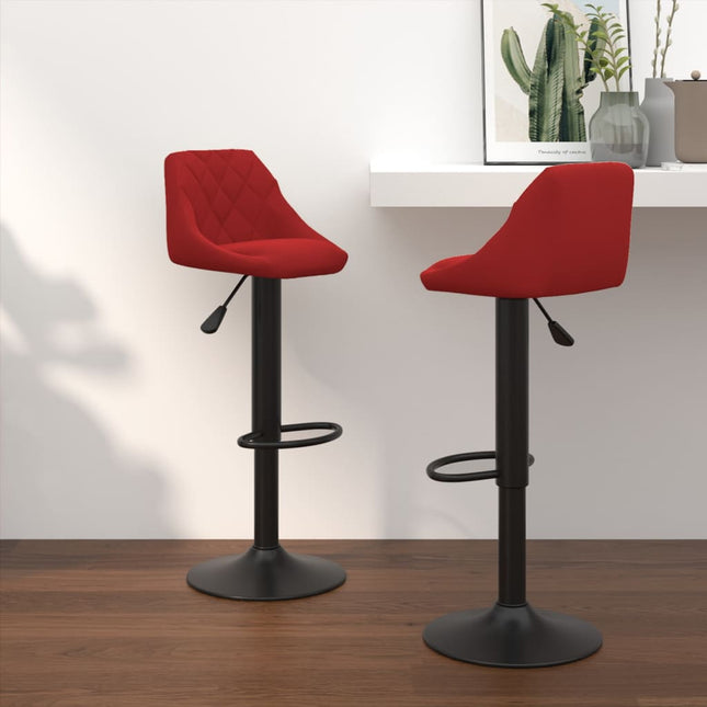 Tabourets de bar lot de 2 rouge bordeaux velours