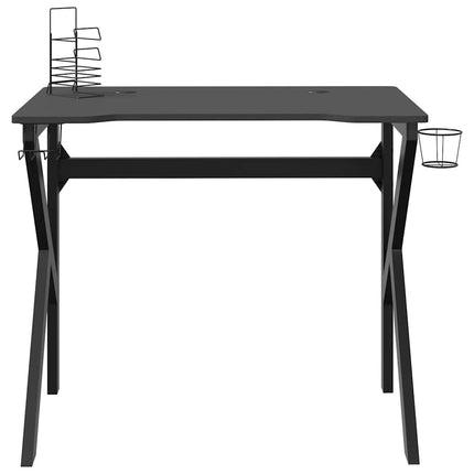 Bureau de jeu avec pieds en forme de K Noir 90x60x75 cm