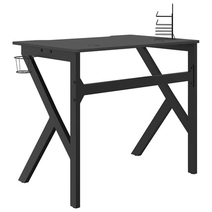 Bureau de jeu avec pieds en forme de K Noir 90x60x75 cm