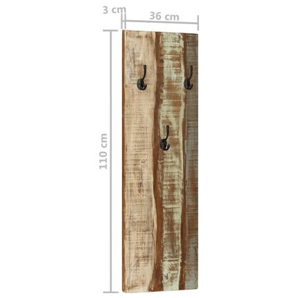 Porte-manteau mural 2pcs 36x3x110cm Bois massif de récupération