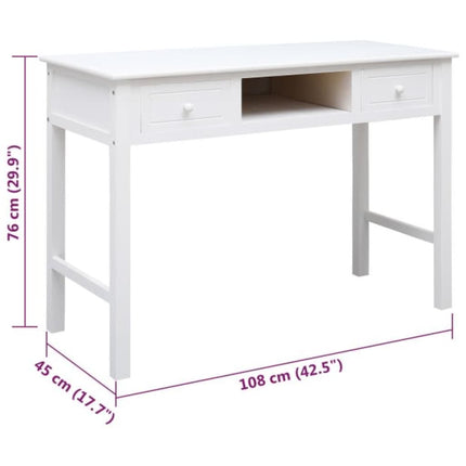 Buffet Blanc 108x45x76 cm Bois de Paulownia massif