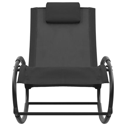 Chaise longue avec oreiller acier et textilène noir