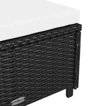 Chaise longue avec coussin blanc crème Résine tressée Noir