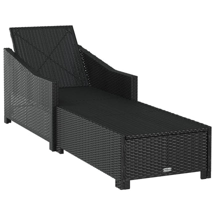 Chaise longue avec coussin blanc crème Résine tressée Noir