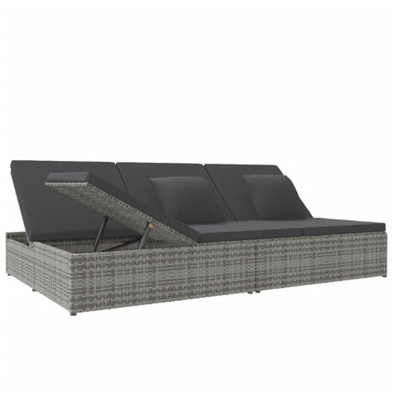 Transat convertible avec coussin Résine tressée Gris foncé