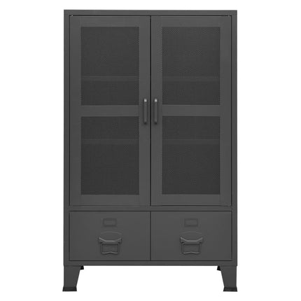 Coffre de rangement industriel Anthracite 70x40x115 cm Métal