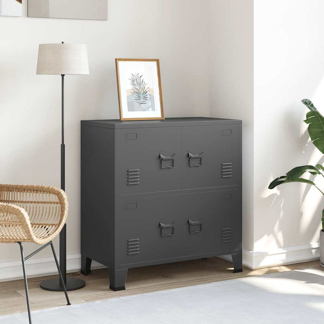 Coffre de rangement industriel Anthracite 75x40x80 cm Acier