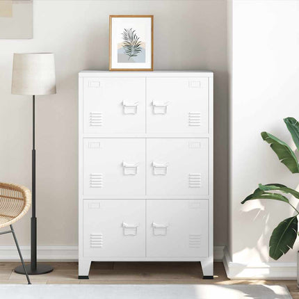 Coffre de rangement industriel Blanc 75x40x115 cm Métal