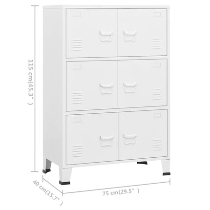 Coffre de rangement industriel Blanc 75x40x115 cm Métal