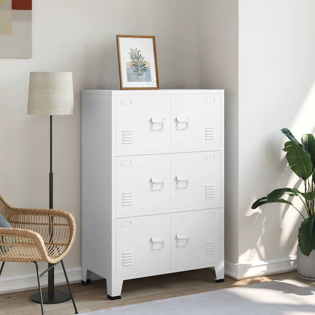 Coffre de rangement industriel Blanc 75x40x115 cm Métal