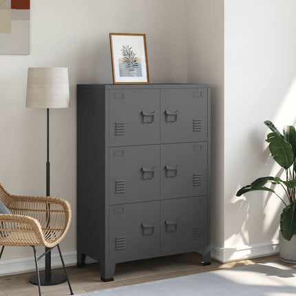 Coffre de rangement industriel Anthracite 75x40x115 cm Métal