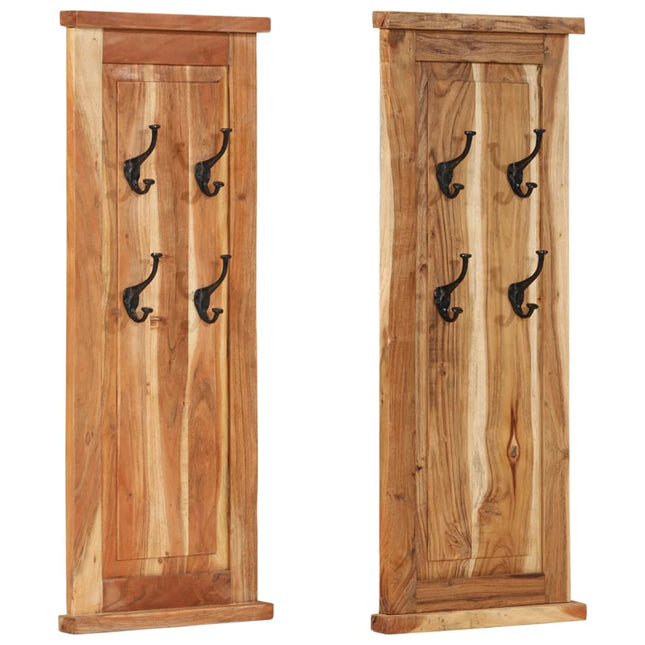 Porte-manteaux 2 pcs Bois massif d'acacia 38x100 cm