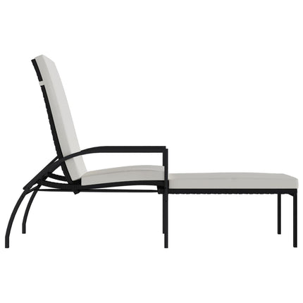 Chaise longue avec repose-pied Résine tressée Noir
