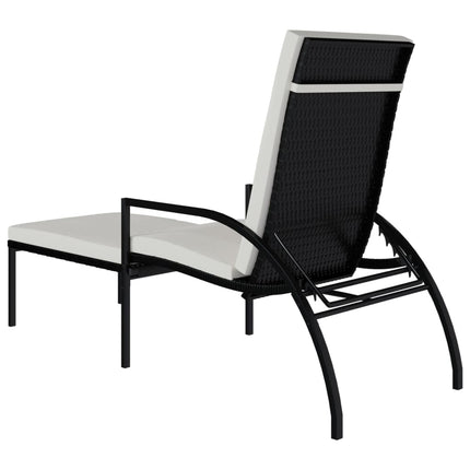 Chaise longue avec repose-pied Résine tressée Noir