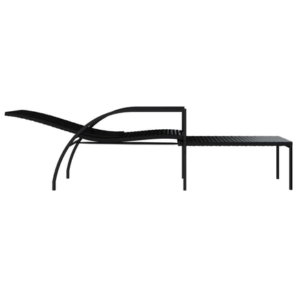 Chaise longue avec repose-pied Résine tressée Noir