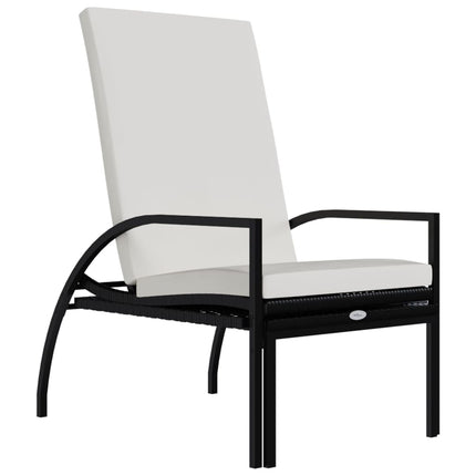 Chaise longue avec repose-pied Résine tressée Noir
