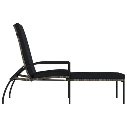 Chaise longue avec repose-pied Résine tressée Gris
