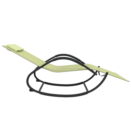 Chaise longue à bascule crème acier et textilène