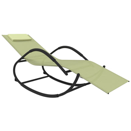 Chaises longues à bascule lot de 2 crème acier et textilène