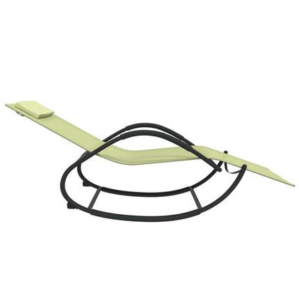 Chaises longues à bascule lot de 2 crème acier et textilène