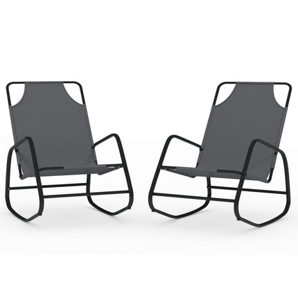 Chaises longues à bascule 2 pcs Gris Acier et textilène