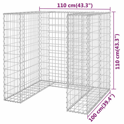 Mur en gabion pour poubelle Acier galvanisé 110x100x110 cm