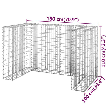 Mur en gabion pour poubelles Acier galvanisé 180x100x110 cm