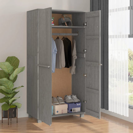 Garde-robe HAMAR Gris clair 89x50x180 cm Bois massif de pin
