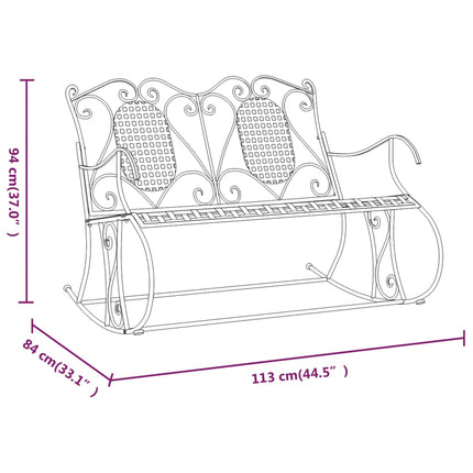 Banc à bascule 2 places 113 cm noir acier