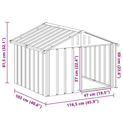 Niche pour chien Gris 116,5x103x81,5 cm Acier galvanisé