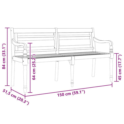 Banc Batavia 150 cm Bois massif de teck