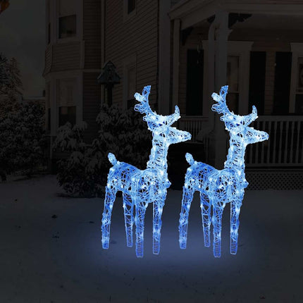 Rennes de Noël 2 pcs 80 LED Bleu Acrylique