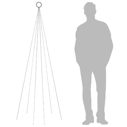 Sapin de Noël sur mât de drapeau 108 LED Colorées 180 cm