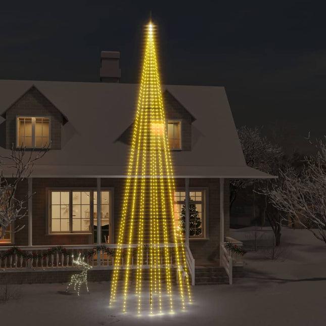 Sapin de Noël sur mât de drapeau 1134 LED Blanc chaud 800 cm