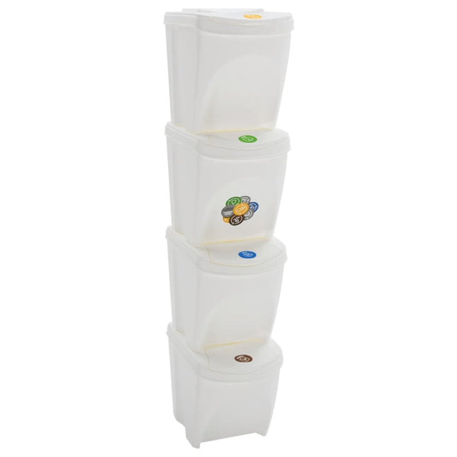 Poubelles à ordures empilables 4 pcs Blanc 100 L Polypropylène