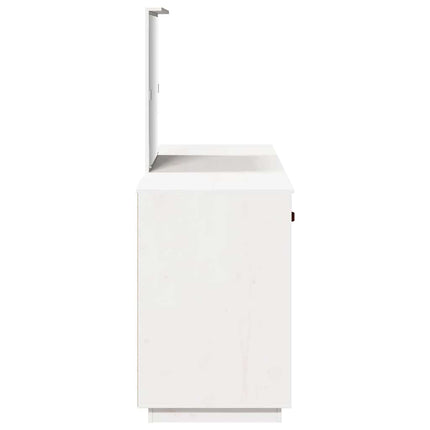 Ensemble de coiffeuse avec miroir Blanc Bois de pin solide