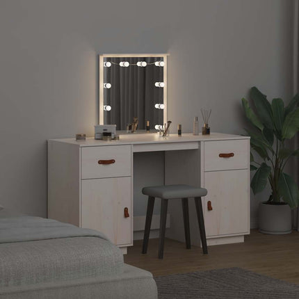 Ensemble de coiffeuse avec LED Blanc Bois de pin solide