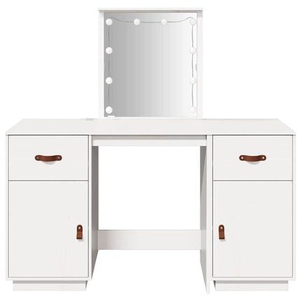 Ensemble de coiffeuse avec LED Blanc Bois de pin solide