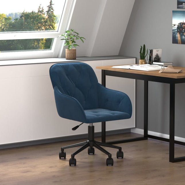 Chaise pivotante de bureau Bleu Velours