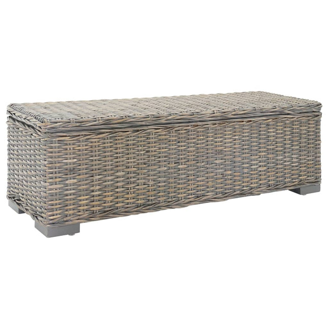 Boîte de rangement Gris 110 cm Rotin kubu naturel et acajou