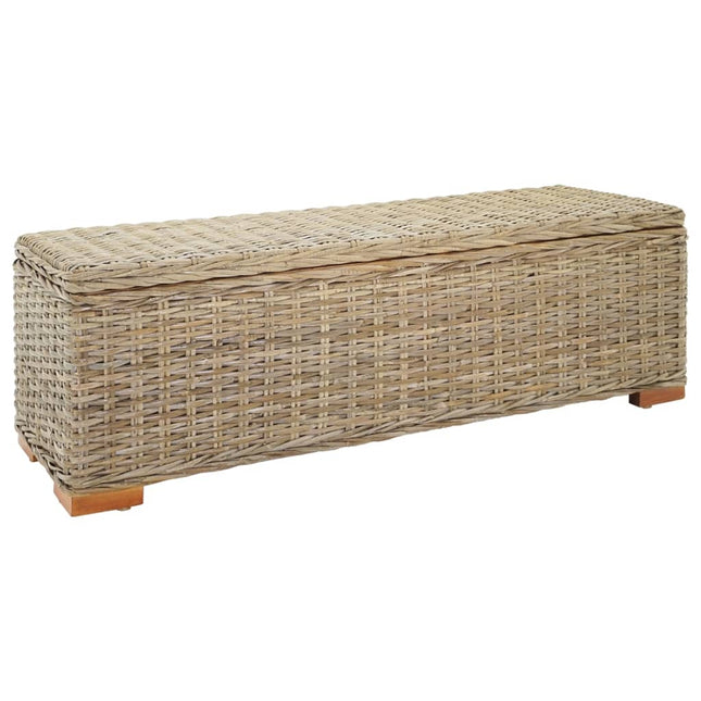 Boîte de rangement 110 cm Rotin kubu naturel et acajou solide