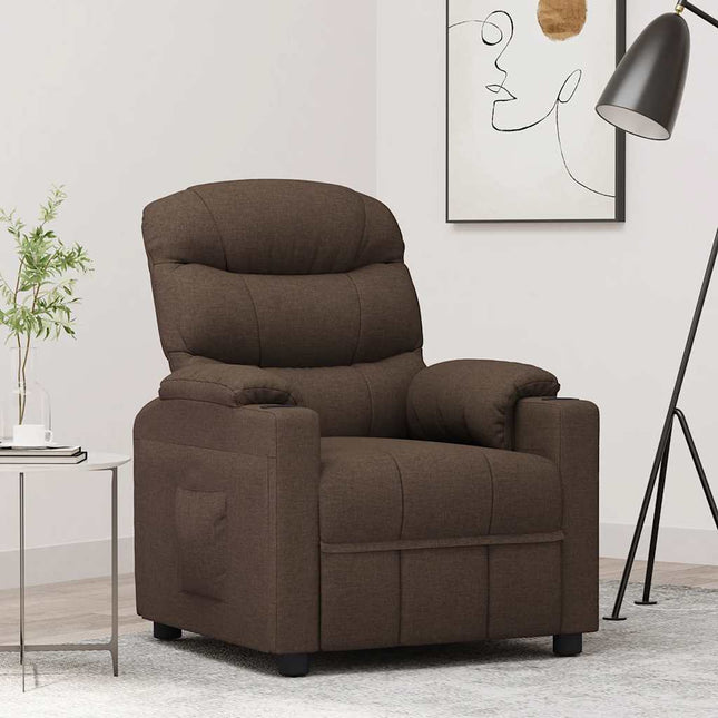 Fauteuil inclinable en tissu marron foncé