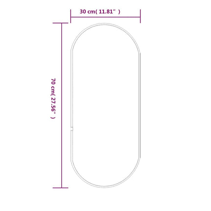 Miroir mural Noir 70x30 cm Ovale