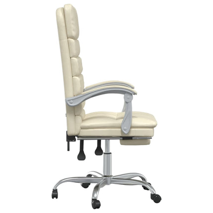 Fauteuil de massage inclinable de bureau Crème Similicuir