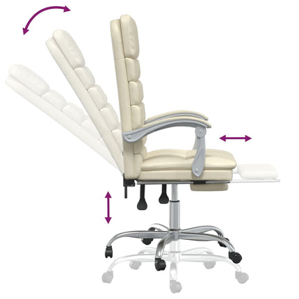 Fauteuil de massage inclinable de bureau Crème Similicuir